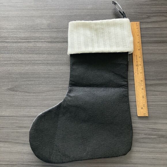 Christmas Stockings Black White Buffalo Check Farmhouse Cable knit Cuff no tags - Picture 7 of 7